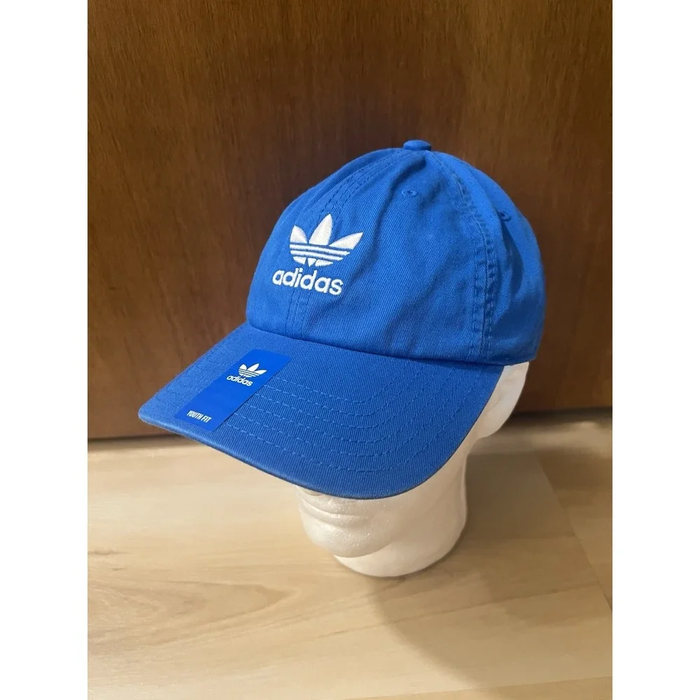 adidas Baseball Cap Youth‎ Blue 100% Cotton Relaxed Fit Adjustable Strapback Hat